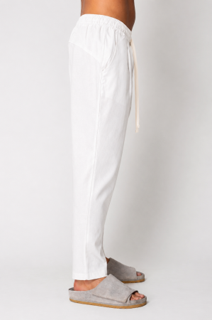 Pantaloni lung din IN cu snur usor conic White [2]