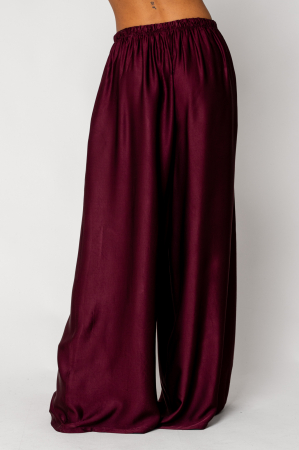 Long silk blend trousers Burgundy [2]