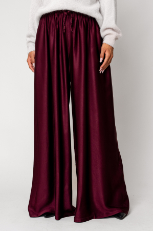 NEW - Long silk blend trousers Burgundy