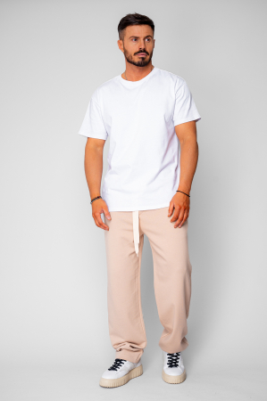 Pantaloni lung drept din 100% Bumbac Beige [4]