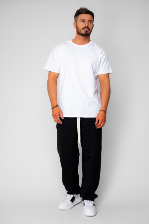 Pantaloni lung drept din 100% Bumbac Black [4]