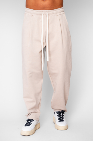 BARBATI - Pantaloni lung drept Oversized din 100% Bumbac - 400gr/mp Premium Edition Beige