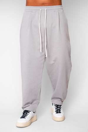 BARBATI - Pantaloni lung drept Oversized din 100% Bumbac - 400gr/mp Premium Edition Grey