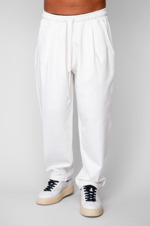 BARBATI - Pantaloni lung drept Oversized din 100% Bumbac - 400gr/mp Premium Edition Off White