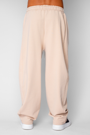 Pantaloni lung drept Oversized din 100% Bumbac Beige [2]