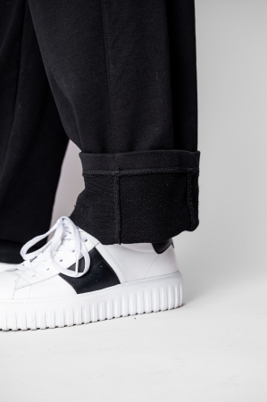 Pantaloni lung drept Oversized din 100% Bumbac Black [3]