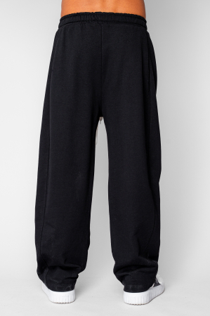 Pantaloni lung drept Oversized din 100% Bumbac Black [2]