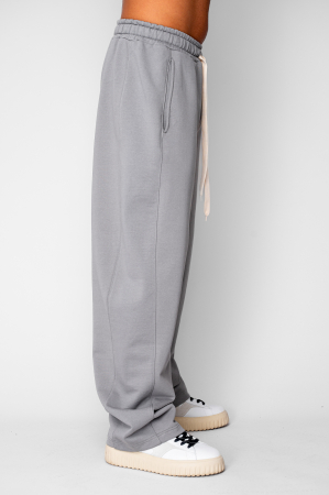 Pantaloni lung drept Oversized din 100% Bumbac Grey [1]