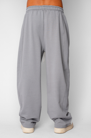 Pantaloni lung drept Oversized din 100% Bumbac Grey [2]