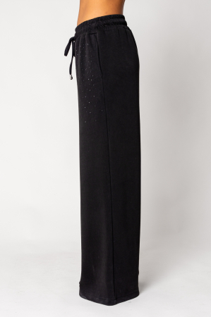 Pantaloni lung larg cu strasuri Black [1]