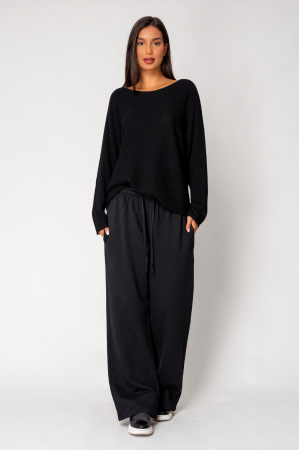 Wide leg trousers made of 100% Cotton Black [3]