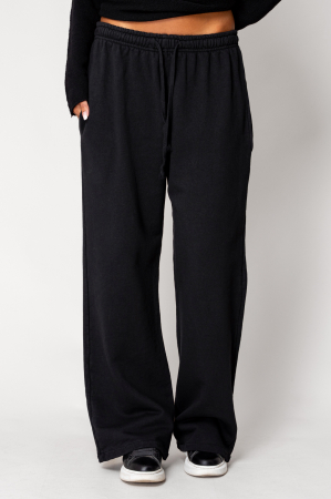 NOUTATI - Pantaloni lung larg din 100% Bumbac Black