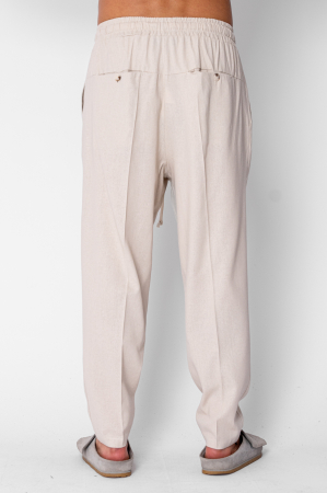 Pantaloni lung larg din IN cu buzunare Beige [3]