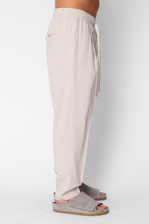 Pantaloni lung larg din IN cu buzunare Beige [2]