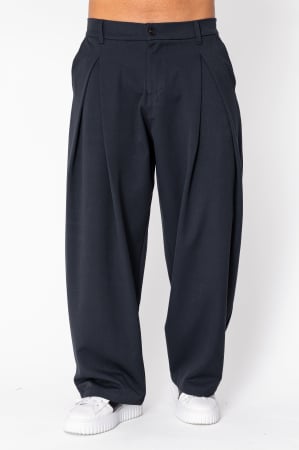 Pantaloni lungi cu pense Oversized Navy [0]