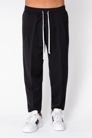 Long trousers with drawstring and patch pocket Black [0]