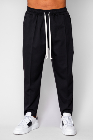 BARBATI - Pantaloni lungi cu snur usor conic Black