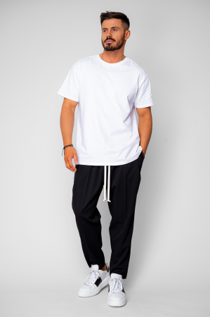 Pantaloni lungi cu snur usor conic Black [1]