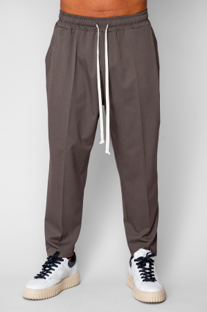 BARBATI - Pantaloni lungi cu snur usor conic Brown