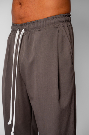 Pantaloni lungi cu snur usor conic Brown [3]
