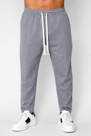 Pants - Long trousers with slightly tapered drawstring Grey