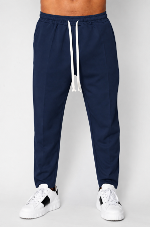 BARBATI - Pantaloni lungi cu snur usor conic Navy