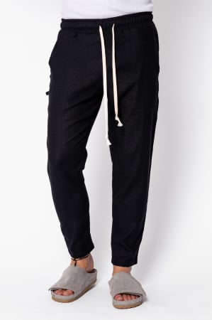 Promotii Barbati - Pantaloni lungi din IN conic cu gaica Black