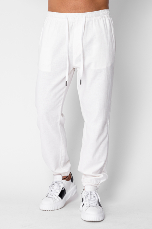 Pantaloni - Pantaloni lungi din IN cu elastic si snur White