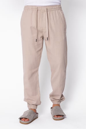 Pantaloni - Pantaloni lungi din IN cu elastic si snur Taupe