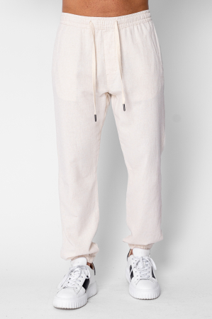Pantaloni - Pantaloni lungi din IN cu elastic si snur Beige