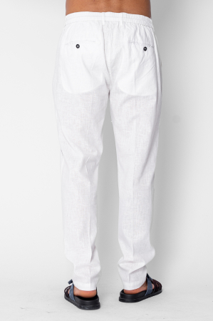Pantaloni lungi din IN cu nasture si snur Premium Edition White [3]
