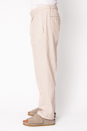 Pantaloni lungi din IN cu nasture si tiv intors Beige [1]