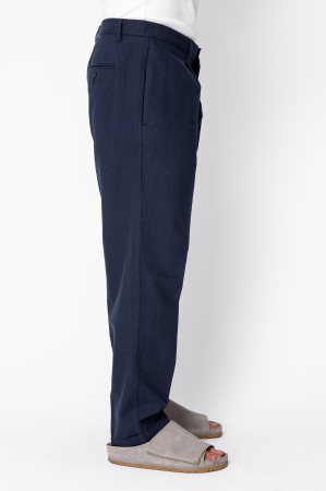 Pantaloni lungi din IN cu nasture si tiv intors Navy [1]