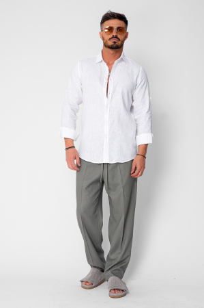 Pantaloni lungi drepti din IN cu snur Olive [3]