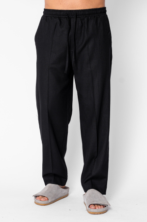 Pantaloni - Pantaloni lungi drepti din IN cu snur Black