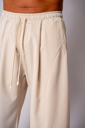Pantaloni lungi drepti Baloon Fit Beige [4]