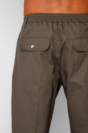 Pantaloni lungi drepti Oversized cu nasture din 100% Bumbac - Premium Edition Kaki [4]