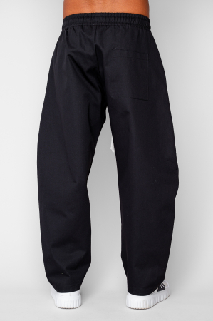 Pantaloni lungi drepti Oversized cu snur din 100% Bumbac - Premium Edition Black [2]