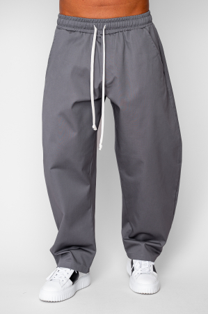 BARBATI - Pantaloni lungi drepti Oversized cu snur din 100% Bumbac - Premium Edition Grey Anthracite