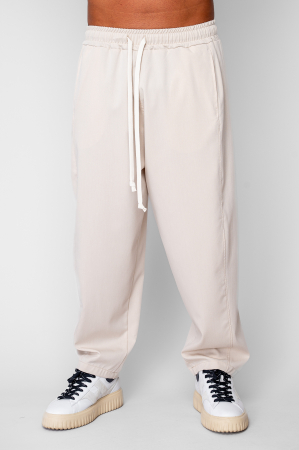 BARBATI - Pantaloni lungi drepti Oversized din 100% Bumbac - 400gr/mp Premium Edition Beige