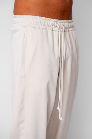 Pantaloni lungi drepti Oversized din 100% Bumbac - 400gr/mp Premium Edition Beige [3]