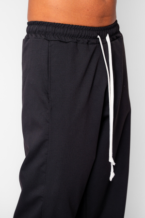 Pantaloni lungi drepti Oversized din 100% Bumbac - 400gr/mp Premium Edition Black [3]