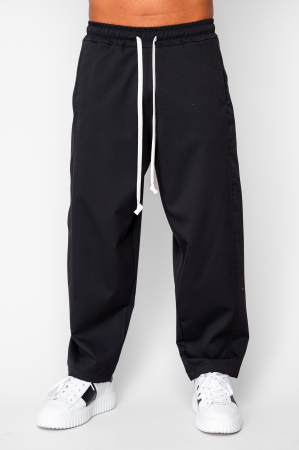 BARBATI - Pantaloni lungi drepti Oversized din 100% Bumbac - 400gr/mp Premium Edition Black