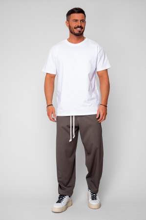 Pantaloni lungi drepti Oversized din 100% Bumbac - 400gr/mp Premium Edition Kaki [4]