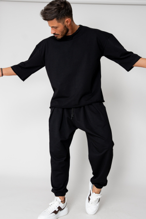 PROMOTII - Set Flex Tricou Oversized si pantalon Baggy Black