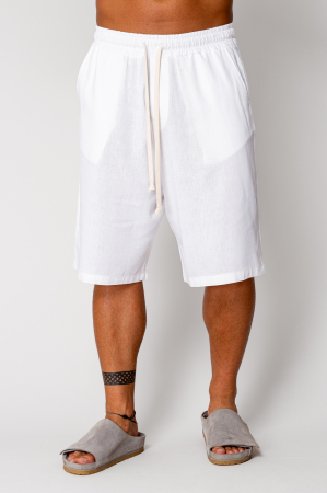 PROMOTII - Pantaloni scurt din IN cu snur Off White