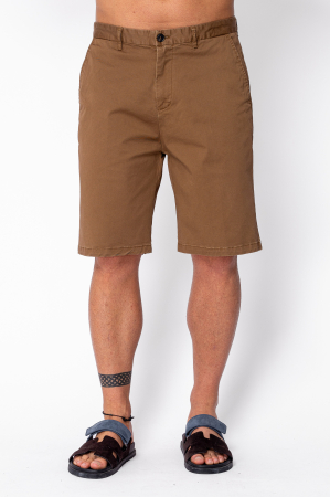 NOUTATI - Pantaloni scurti cu nasture din bumbac Brown