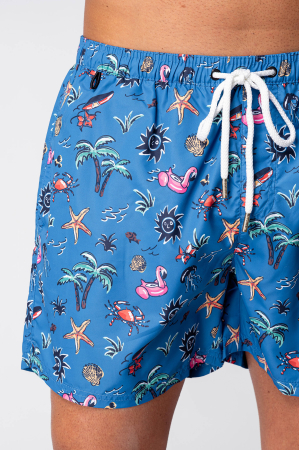 Pantaloni scurti de baie Palm Blue [4]