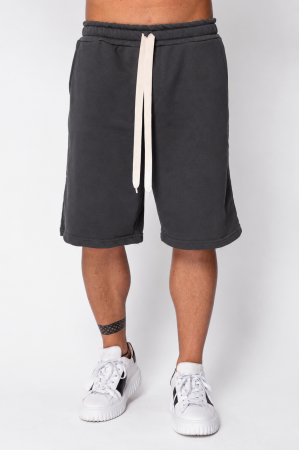MEN - Oversized Short Cotton Pants Grey Anthracite