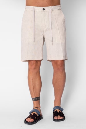 BARBATI - Pantaloni scurti din IN cu nasture si snur Premium Edition Beige